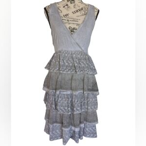 Rinascimento women's grey eyelet fabric tiered midi dress size M